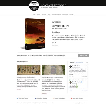 Acacia Tree Books are an independent, family run, publishing house. We helped develop the brand identity along with the website for this start-up. It features a 'slave graves' section with documented entries displayed on a live Google map.