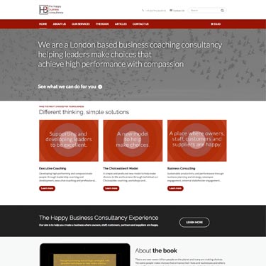 This London based consultancy helps business leaders make choices that achieve high performance with compassion. The site needed a fresh look and feel with a small eCommerce framework to sell their book.
