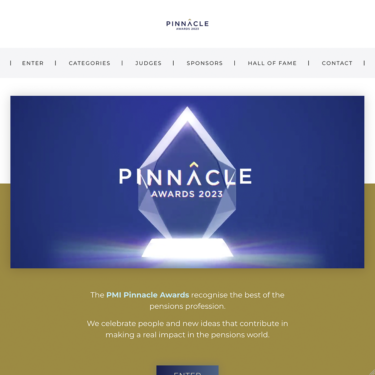 The Pinnacle Awards website, developed with King&Tuke for their client PMI are for submissions to their premier pensions award program